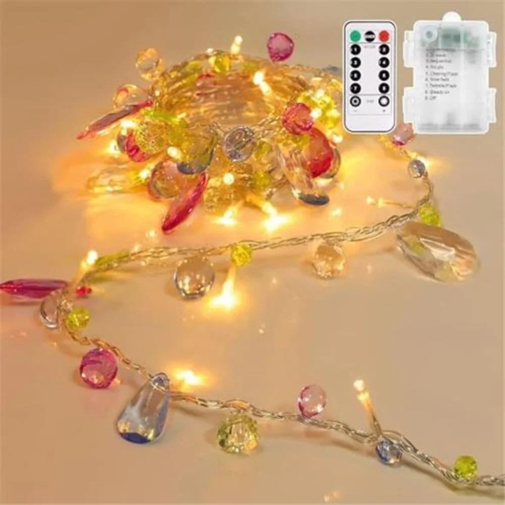 Battery Operated Fairy String Lights Warm White LED Remote Timer 8 Modes